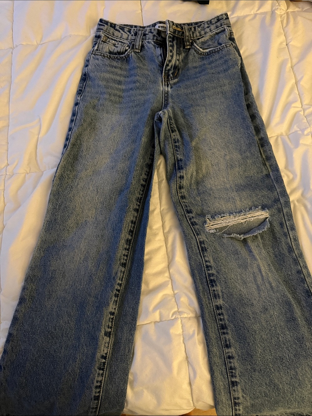 RSQ girl’s Blue Distressed Straight-Leg Jeans